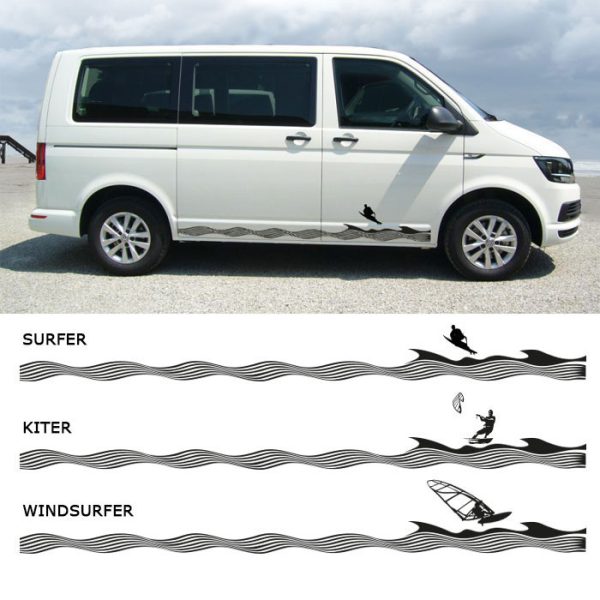 Autoaufkleber Wave, Seitenstreifen Variante Wassersport