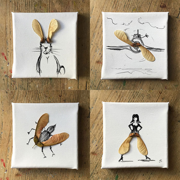 Einzelstücke, Minis Collection, Leinwand 10x10cm, 4Stück