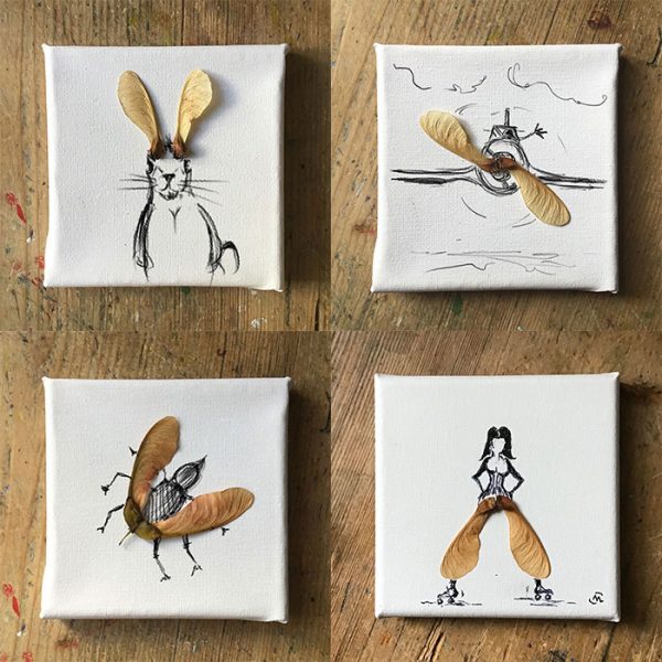 Einzelstücke, Mini Collection, Leinwand 10x10cm, 4Stück Einzelstücke, Mini Collection, Leinwand 10x10cm, 4 Stück