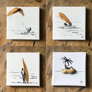 Einzelstücke, Mini Collection, Leinwand 10x10cm, 4Stück