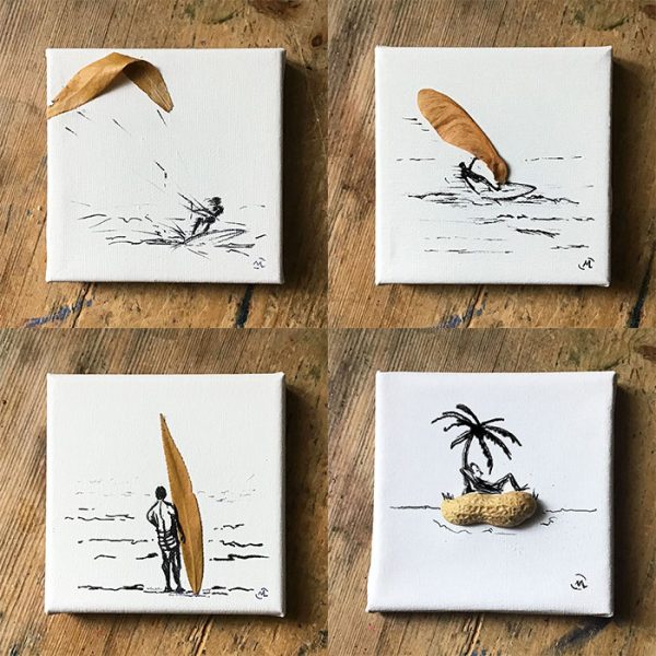 Einzelstücke, Mini Collection, Leinwand 10x10cm, 4Stück Einzelstücke, Mini Collection, Leinwand 10x10cm, 4Stück