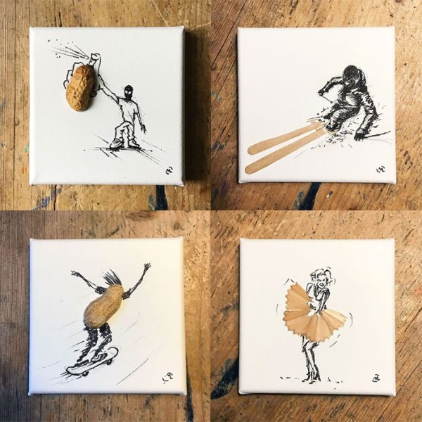 Einzelstücke, Mini Collection, Leinwand 10x10cm, 4Stück Einzelstücke, Mini Collection, Leinwand 10x10cm, 4Stück