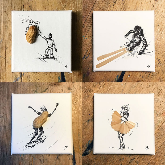 Einzelstücke, Minis Collection, Leinwand 10x10cm, 4Stück
