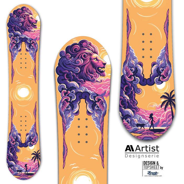AI generiertes Snowboard Design, AI Artist, Lion