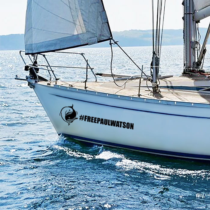 Aufkleber, Whale mit #freepaulwatson als Folienplott