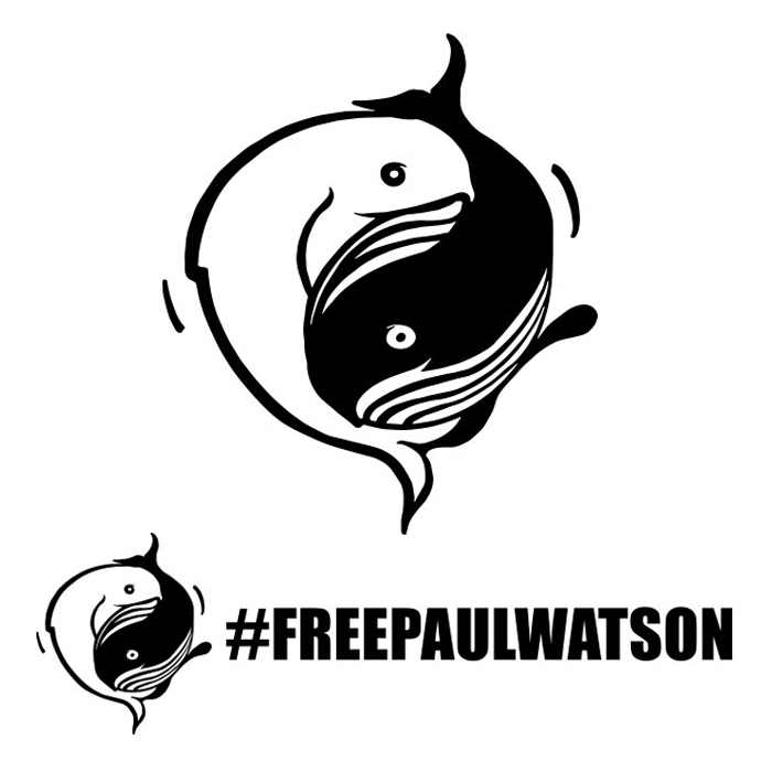 Aufkleber, Whale mit #freepaulwatson als Folienplott