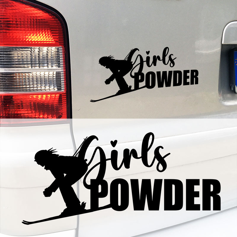 Autoaufkleber Skifahrerin, "Girls Powder"