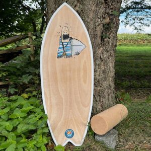 Balance Board, handgefertigt von Wattworm Boardz, Motiv "Surffreak"