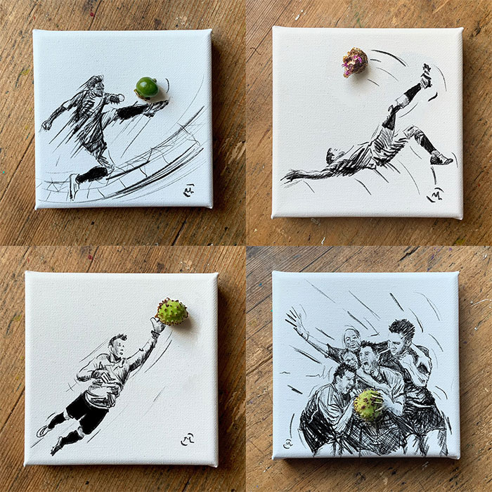 Einzelstücke, Minis Collection, Motive Fussball WM, Leinwand 10x10cm